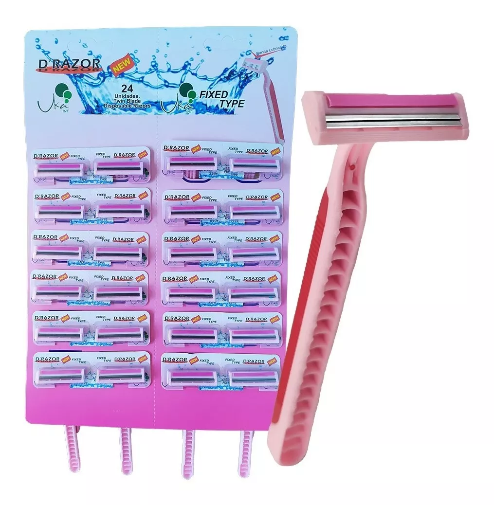 Máquina de afeitar d´razor 2 hojas rosada x 24 und