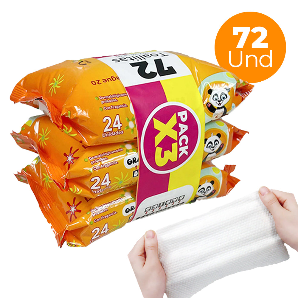 Pañitos Húmedos Grandulones Paquete 24 Unidades, Pack X 3
