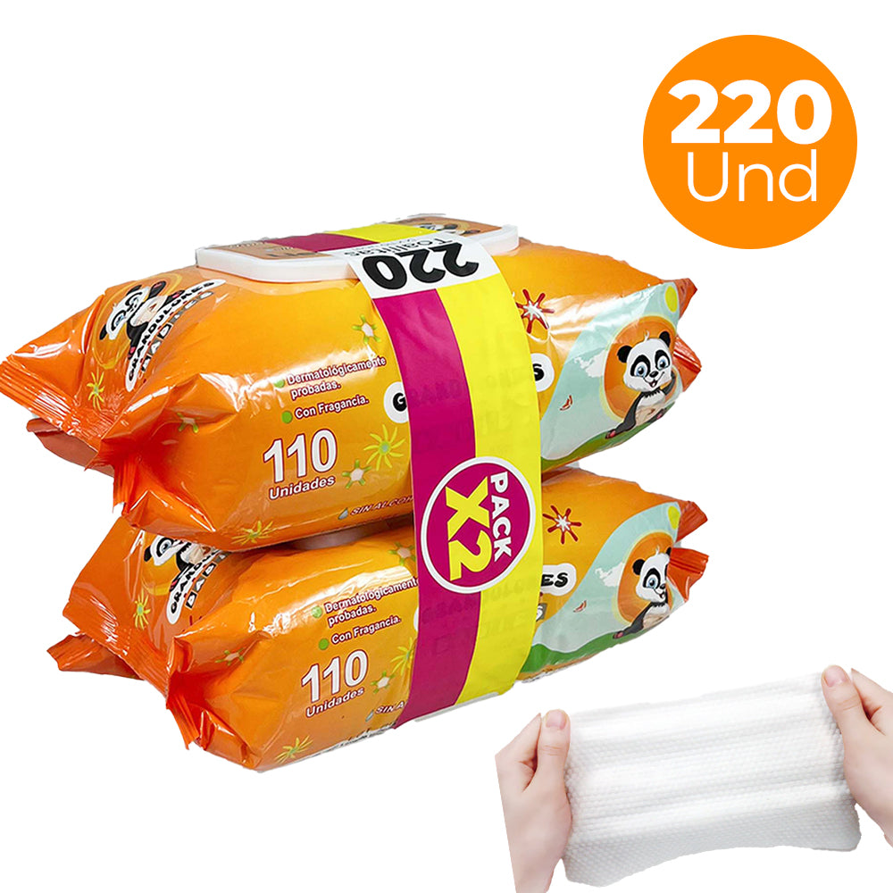 Pañitos Húmedos Grandulones Paquete 110 Unidades, Pack X 2