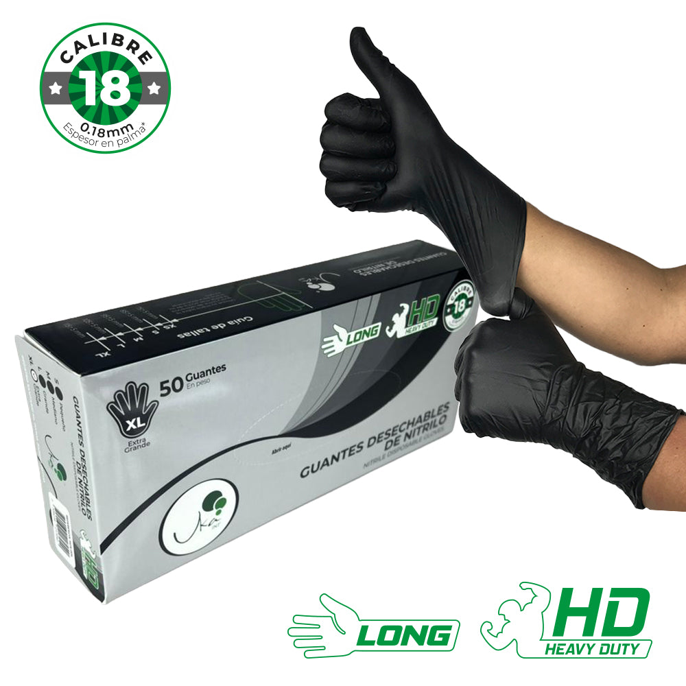 Guantes de Nitrilo HD Cal 18 x 50u Negro