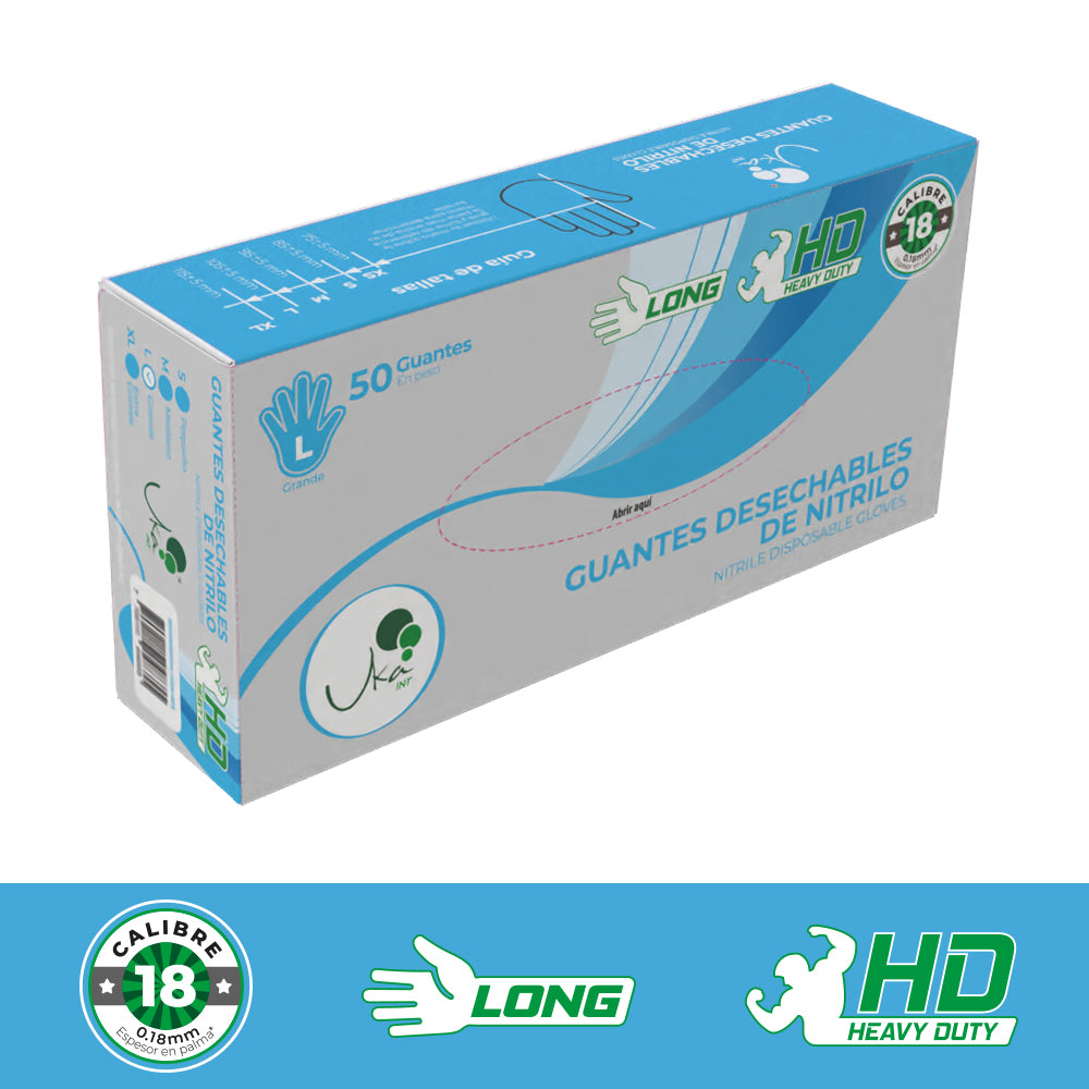 Guantes de Nitrilo HD Cal 18 x 50u Azul