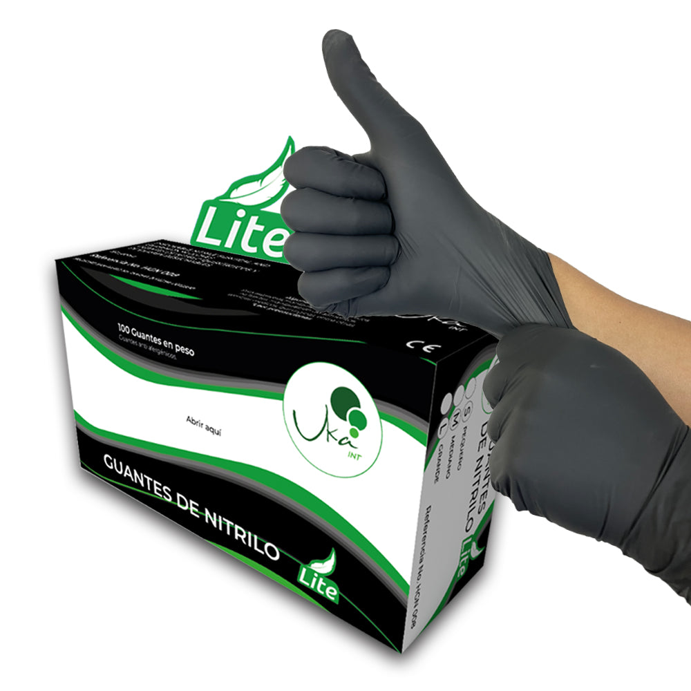 Guantes de nitrilo Lite Negro Calibre 6 x100u ukaint