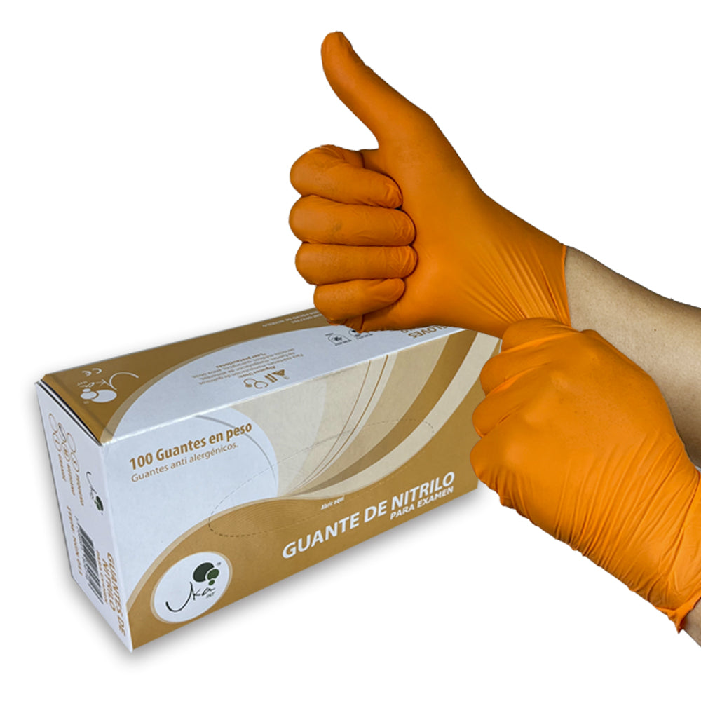 Guantes de Nitrilo Naranja 100u ukaint