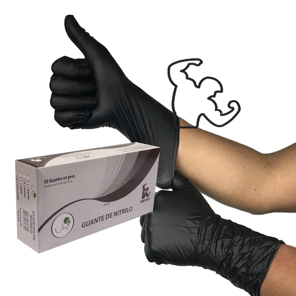 Guantes de Nitrilo HD Cal 12 x 50u Negro