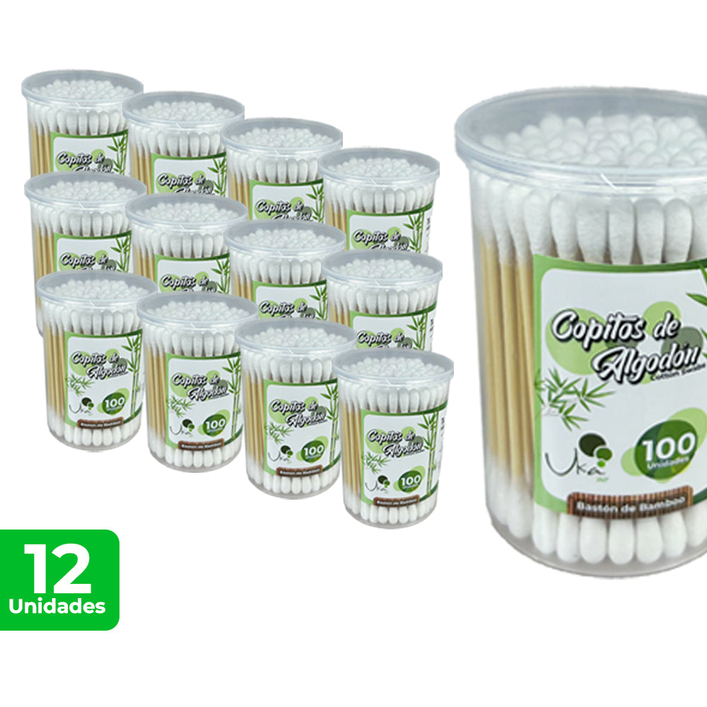 Copitos de Algodón Baston de bambo x100 u Ukaint Empaque Rigido