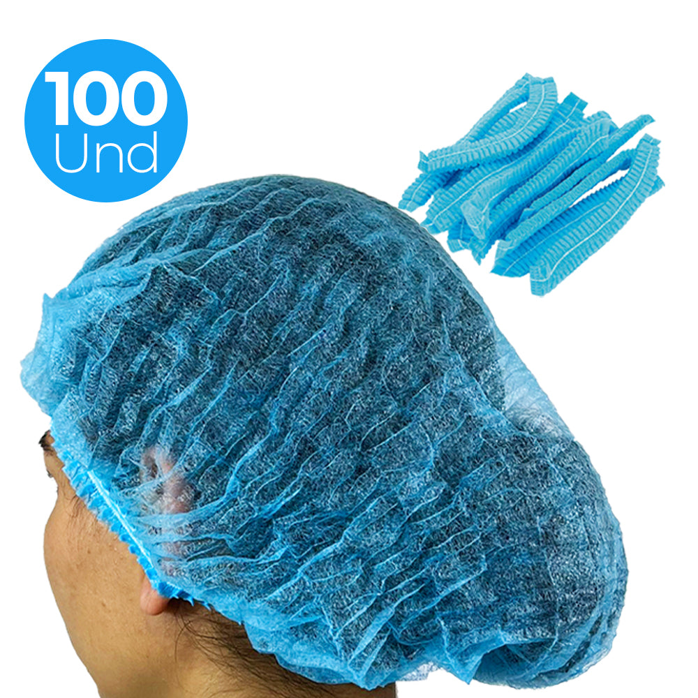 Gorro desechable azul (no estéril) bolsa x 100 und