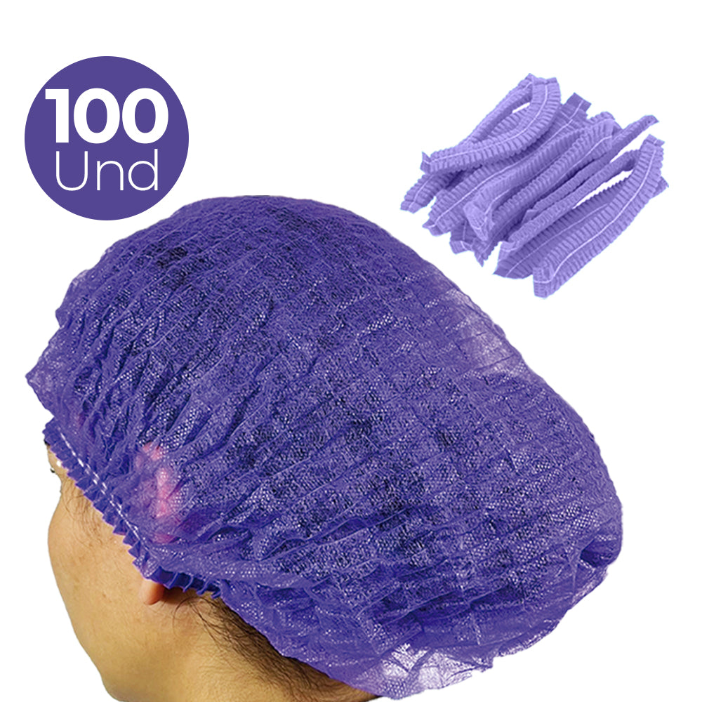 Gorro desechable morado (no estéril) bolsa x 100 und