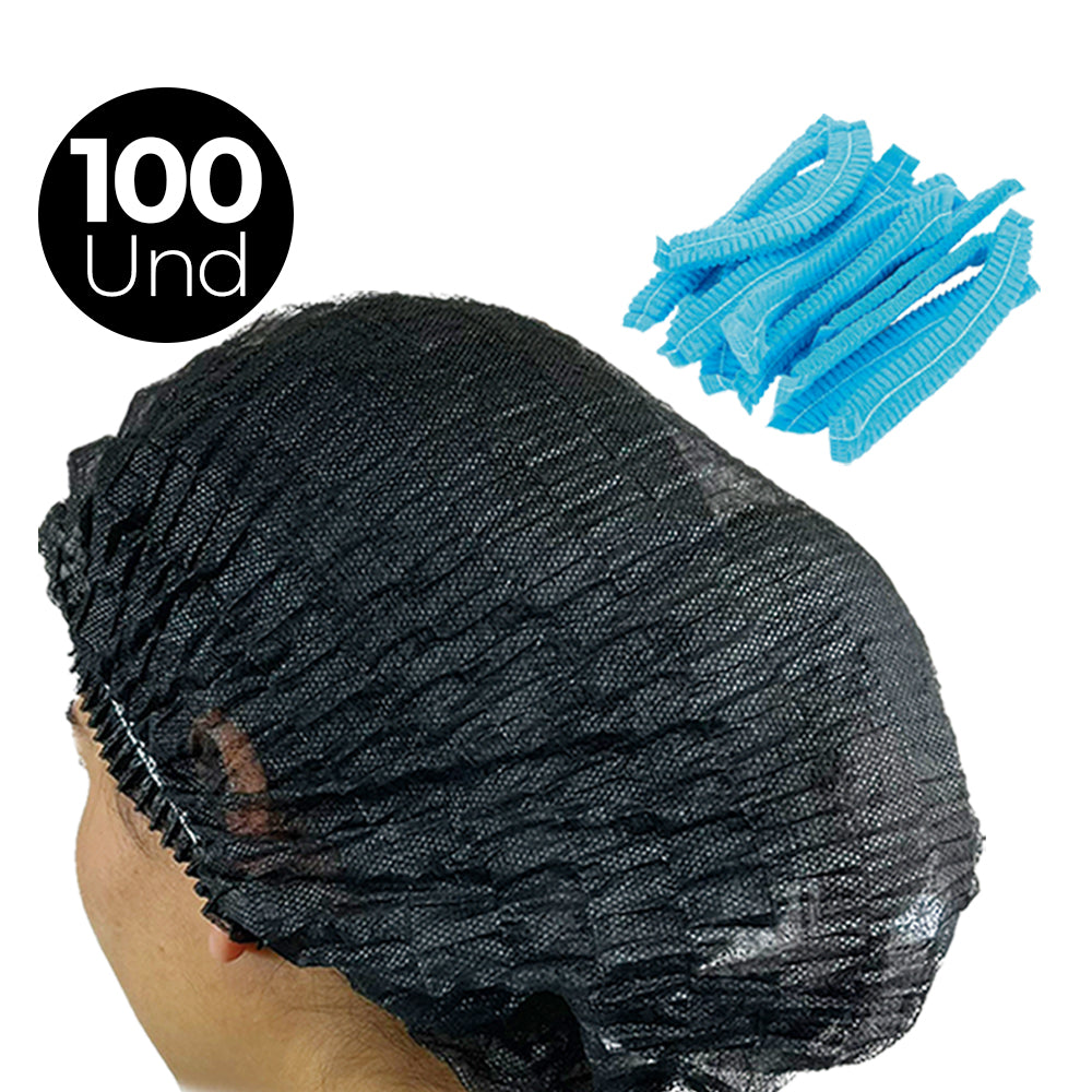 Gorro desechable negro (no estéril) bolsa x 100 und
