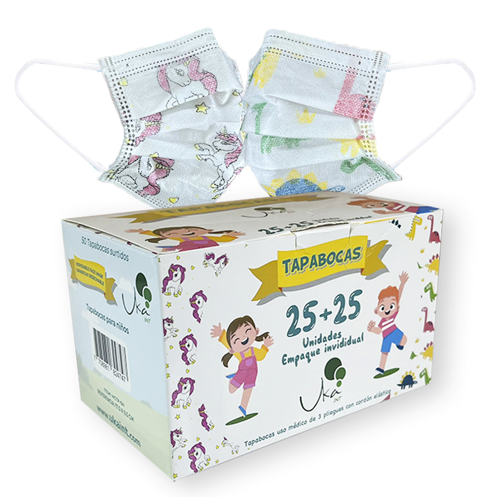 Tapabocas Infantil 25+25 Invima 3 Capas niño