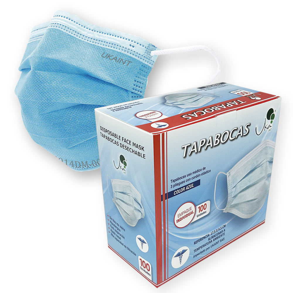 Tapabocas x100Und Invima 3 Capas Azul
